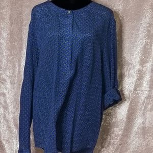 Ann Taylor Silk Blouse-Blue XL